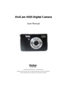 Bruksanvisning Vivitar ViviCam X025 Digitalkamera