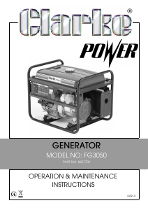 Handleiding Clarke FG3050 Generator