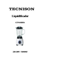 Manual Tecnison GTM-8305A Liquidificadora