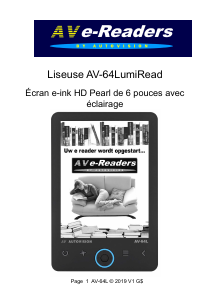 Mode d’emploi Autovision AV-64 LumiRead Liseuse