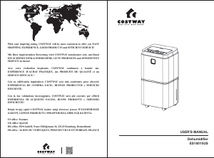 Manual Costway ES10015USA Dehumidifier