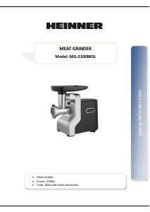 Handleiding Heinner MG-2100BKSL Vleesmolen