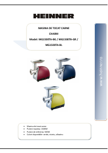 Manual Heinner MG1500TA-BG Tocator carne