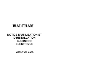 Mode d’emploi Waltham WTFSC V66 MA3D Cuisinière