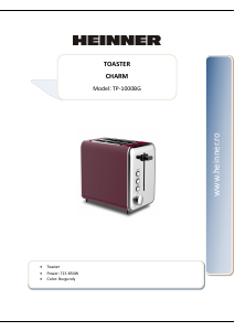 Manual Heinner TP-1000BG Prăjitor de pâine