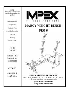 Handleiding Impex MWB-PRO6 Fitnessapparaat