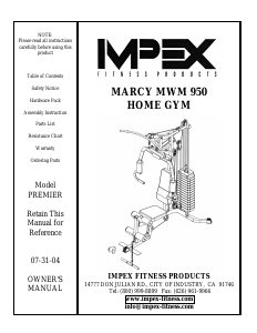 Handleiding Impex MWM-950 Fitnessapparaat