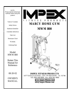 Handleiding Impex MWM-800 Fitnessapparaat