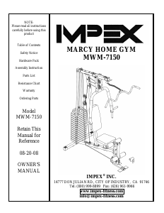Manual Impex MWM-7150 Multi-gym