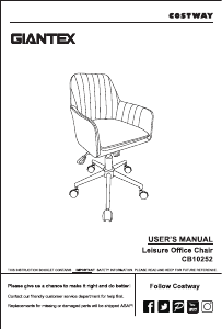 Εγχειρίδιο Giantex CB10252BLA Καρέκλα γραφείου