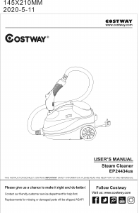 Manual Costway EP24434US-REA Vacuum Cleaner