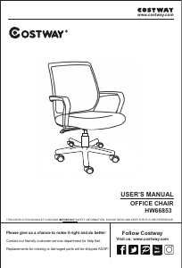 Manual Costway HW66853A Office Chair