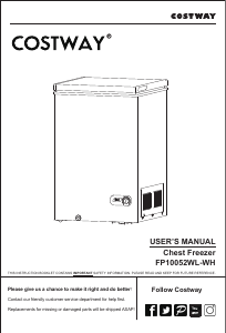 Manual Costway FP10052WL-WHA Freezer