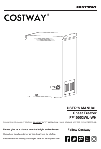 Manual Costway FP10053WL-WHA Freezer