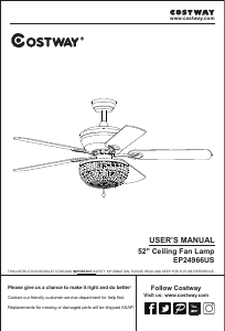 Manual Costway EP24966US-GDA Ceiling Fan