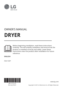 Manual LG FDV1109W Dryer