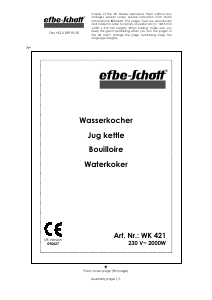 Mode d’emploi Efbe-Schott WK 421 Bouilloire