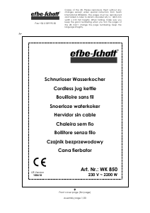 Bedienungsanleitung Efbe-Schott WK 850 Wasserkocher