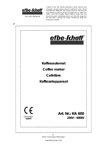 Mode d’emploi Efbe-Schott KA 600 Cafetière