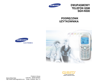 Instrukcja Samsung SGH-N500BA Telefon komórkowy