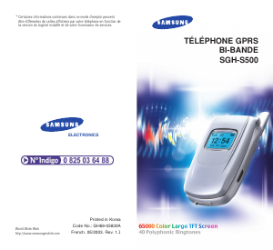 Mode d’emploi Samsung SGH-S500 Téléphone portable