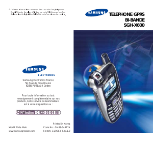 Mode d’emploi Samsung SGH-X600 Téléphone portable