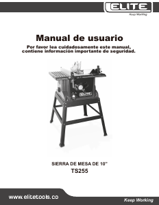 Manual de uso Elite TS255 Sierra de mesa