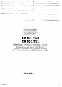 Mode d’emploi Gaggenau EB873100 Four