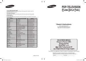 Handleiding Samsung PS-50C96HC Plasma televisie