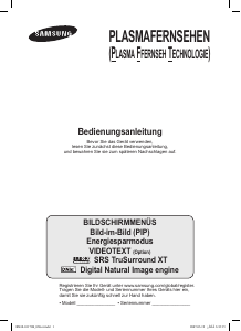 Bedienungsanleitung Samsung PS-50C96HD Plasma fernseher