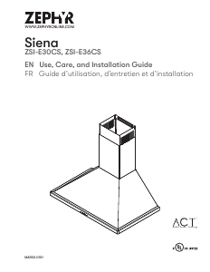 Handleiding Zephyr ZSI-E30CS Siena Afzuigkap