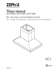 Mode d’emploi Zephyr AK7736BS Titan Island Hotte aspirante