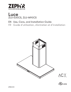 Handleiding Zephyr ZLU-M90CS Luce Afzuigkap