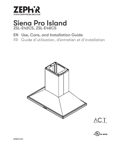 Mode d’emploi Zephyr ZSL-E42CS Siena Pro Island Hotte aspirante