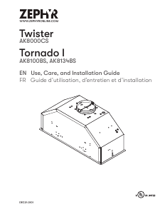 Manual Zephyr AK8134BS Tornado I Cooker Hood
