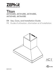 Manual Zephyr AK7660BS Titan Island Cooker Hood