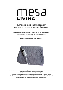 Handleiding Mesa Living 804.081 Elektrische deken