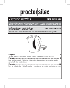 Mode d’emploi Proctor Silex K2071PS Bouilloire