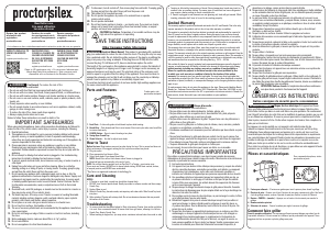 Manual de uso Proctor Silex 22624 Tostador