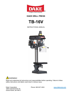 Handleiding Dake TB-16V Kolomboormachine