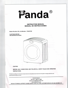 Manual Panda PAN875W Dryer