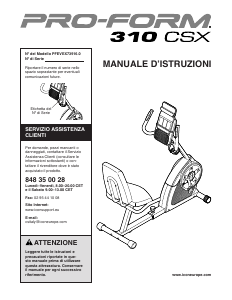 Manuale Pro-Form 310 CSX Cyclette