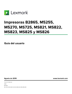 Manual de uso Lexmark MS825de Impresora
