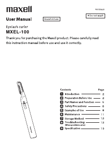 Handleiding Maxell MXEL-100 Wimperkruller