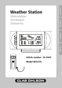 Bruksanvisning Clas Ohlson WS2370 Väderstation