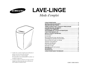 Mode d’emploi Samsung WA80R3 Lave-linge
