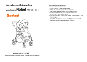 Bruksanvisning Baninni Nobel 3in1 Barnvagn