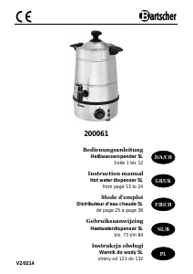 Mode d’emploi Bartscher 200061 Fontaine à eau