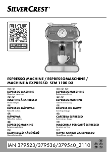 Priročnik SilverCrest IAN 379523 Espresso kavni aparat
