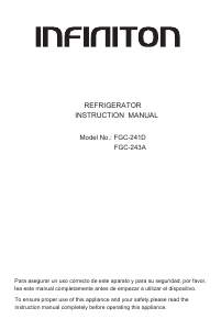 Handleiding Infiniton FGC-243A Koel-vries combinatie